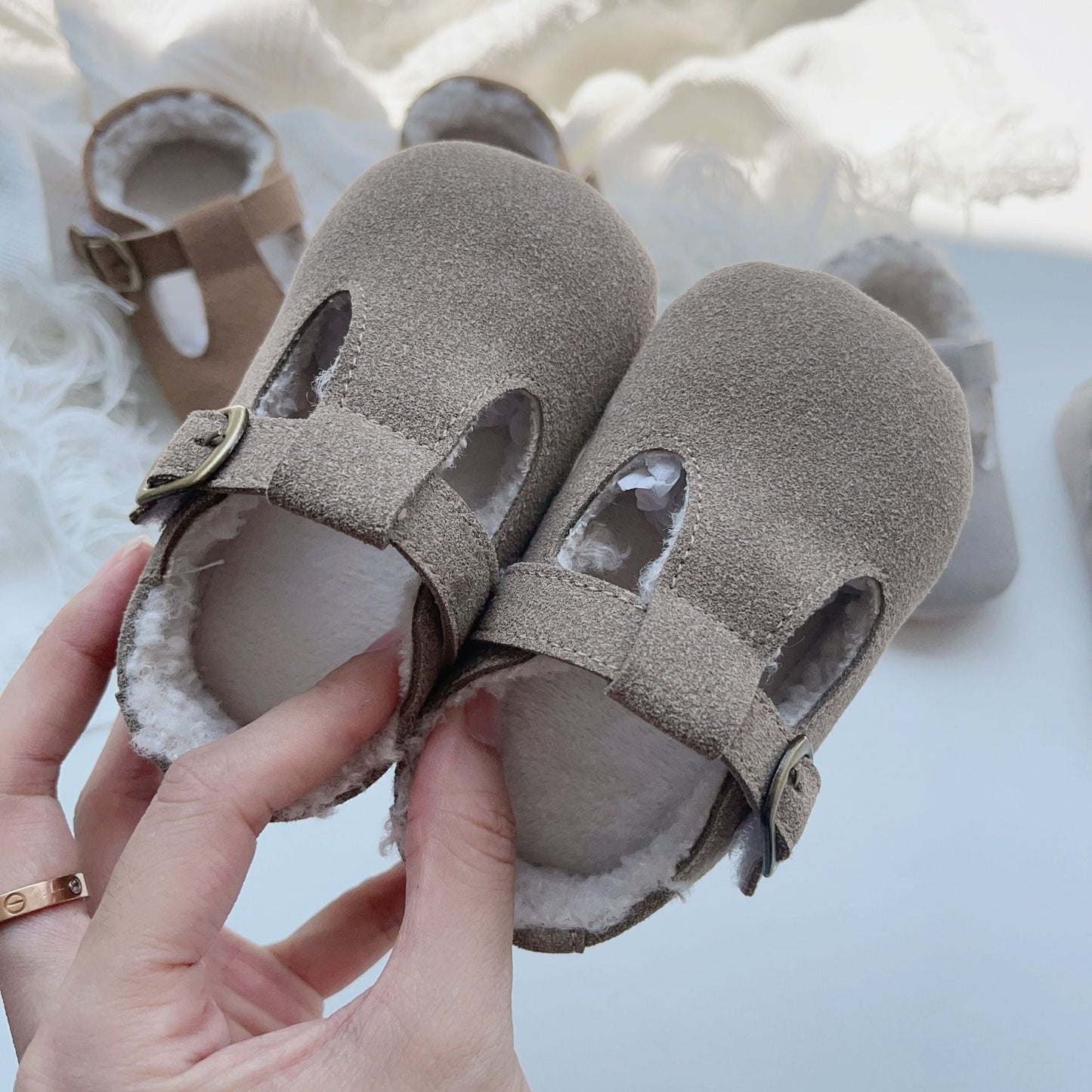 New Arrival In Winter Baby Girl Solid Color Plush Warm Anti-Slip Shoes-2