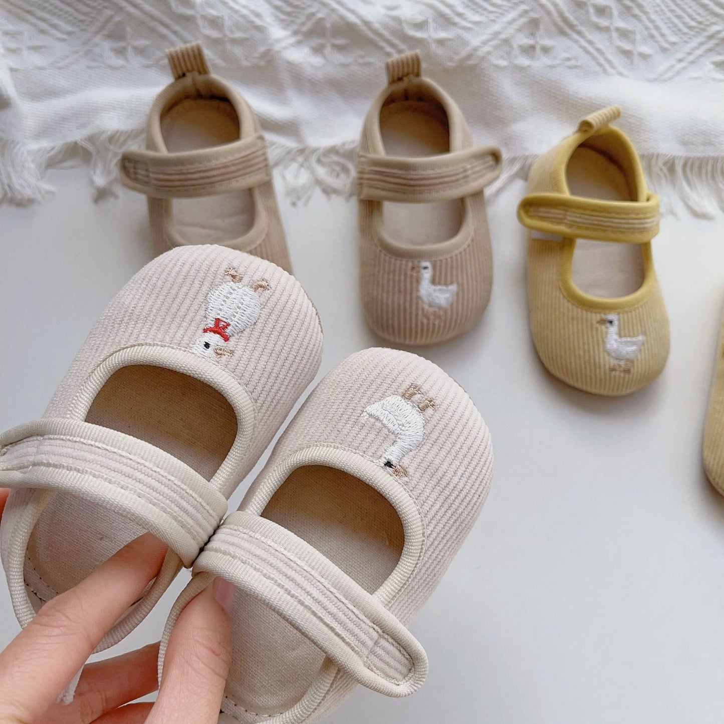 Spring Baby Girl Ducks Embroidery Toddler Soft-Sole Anti-Slip Walking Shoes-4