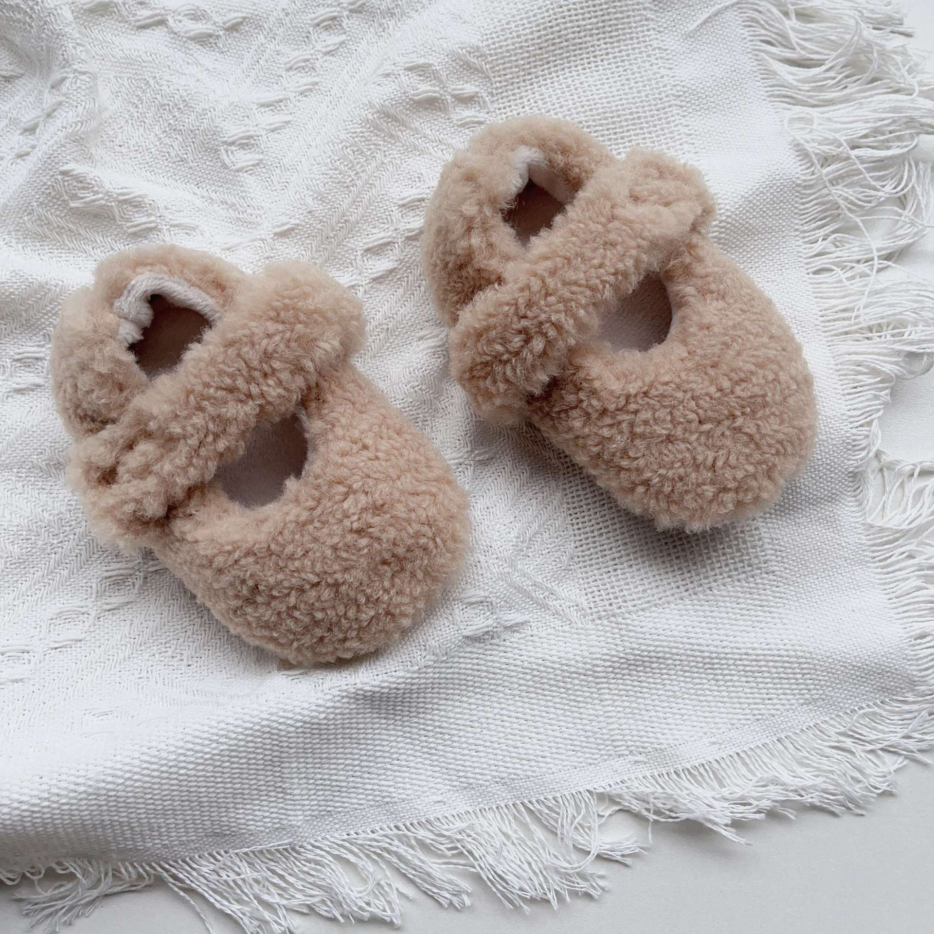 Infant Baby Solid Color Plush Warm Shoes In Winter-5